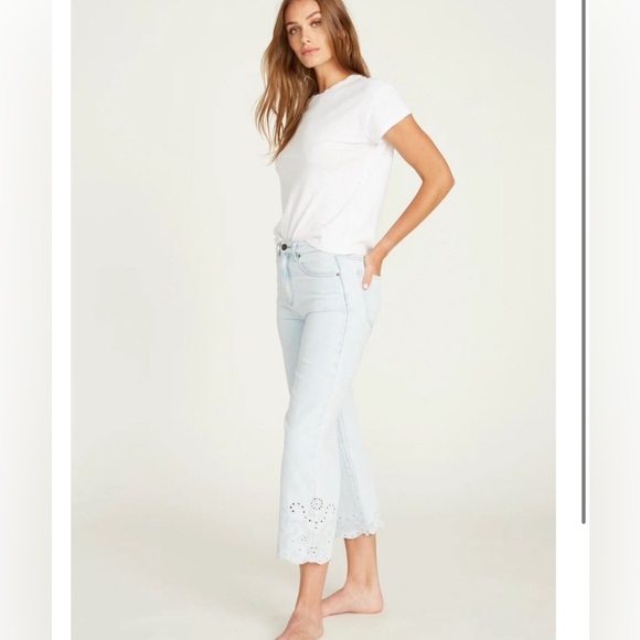Driftwood Charlee Eyelet Wide Leg Jeans Cropped High Rise NWT Free People - Picture 3 of 8